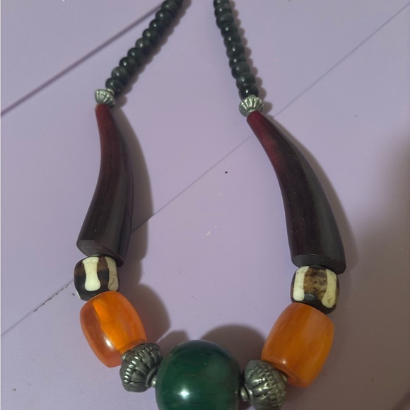 Ethnic Mixed Media Statement Necklace adds interest to any outfit Unique - Picture 6 of 7